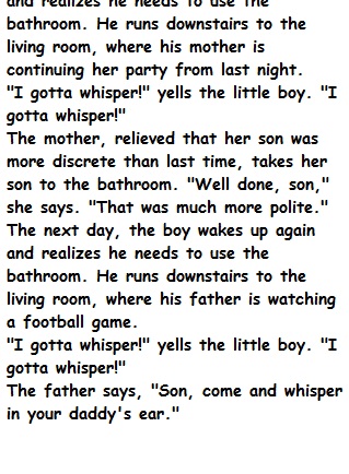 A little boy realizes he needs to use the bathroom