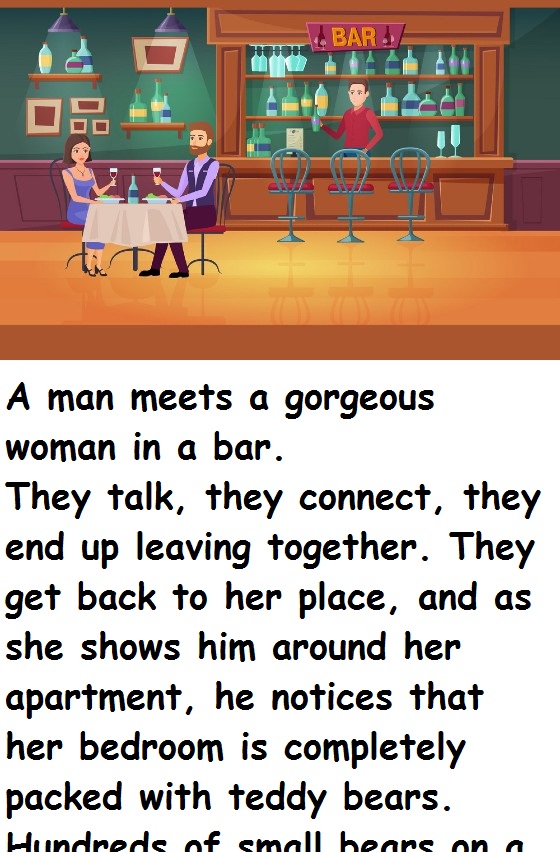 A man meets a gorgeous woman in a bar