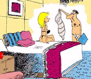 A blonde and her husband are lying in the room