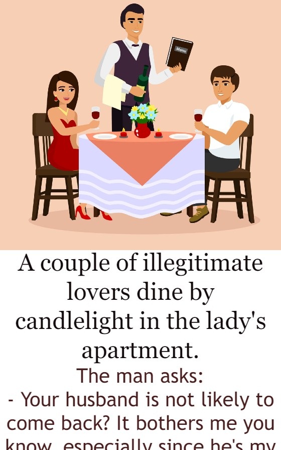 A couple of illegitimate lovers dine by candlelight in the lady's apartment