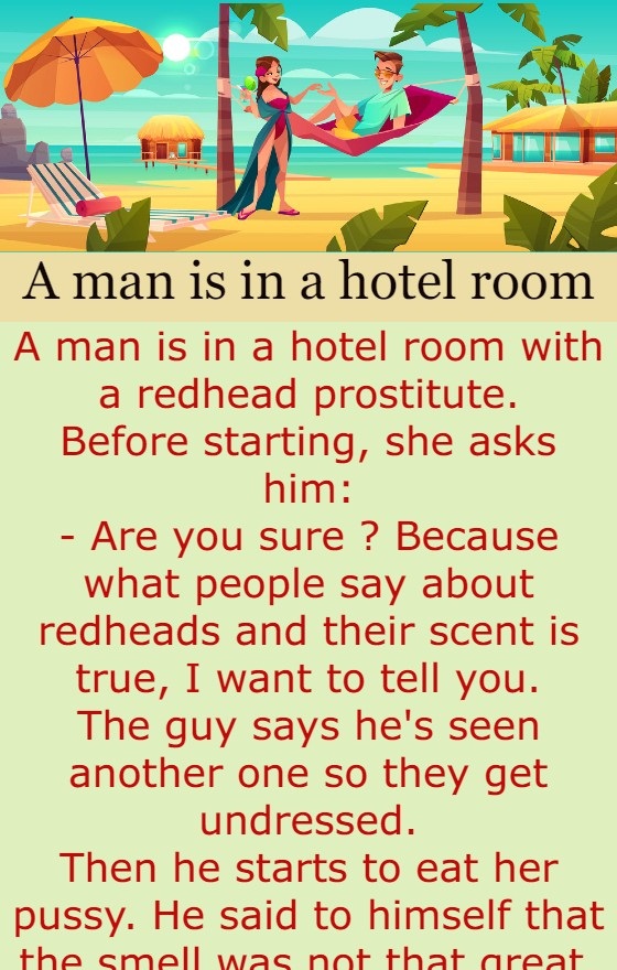 A man is in a hotel room