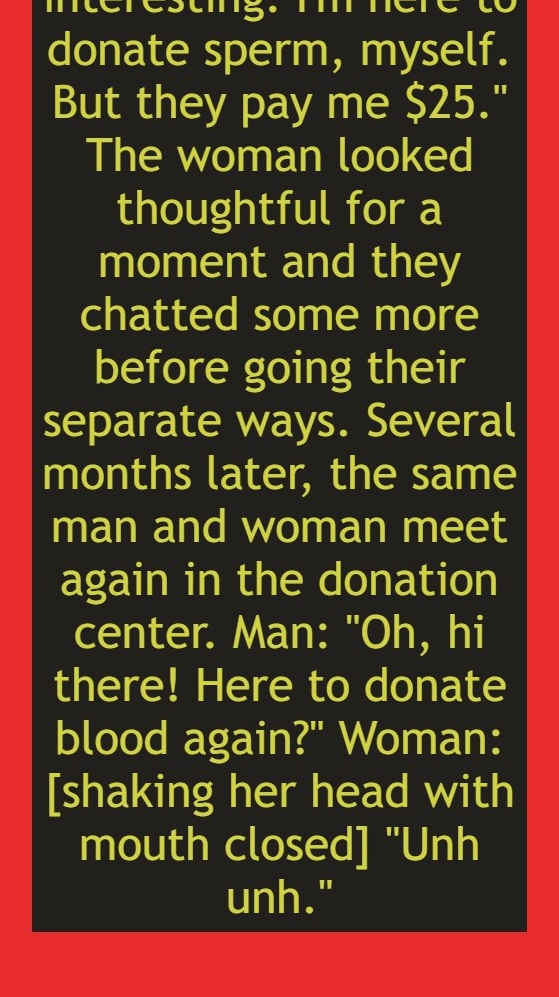 A man and a woman were waiting at the hospital donation center