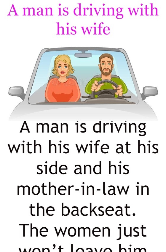 A man is driving with his wife