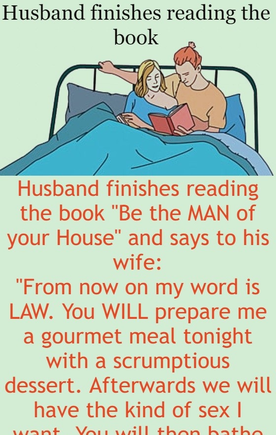 Husband finishes reading the book 