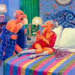 Things heat-up for this old couple in bed