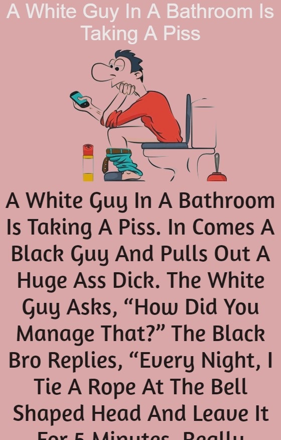 A White Guy In A Bathroom Is Taking A Piss