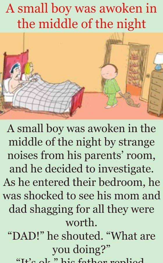 A small boy was awoken in the middle of the night