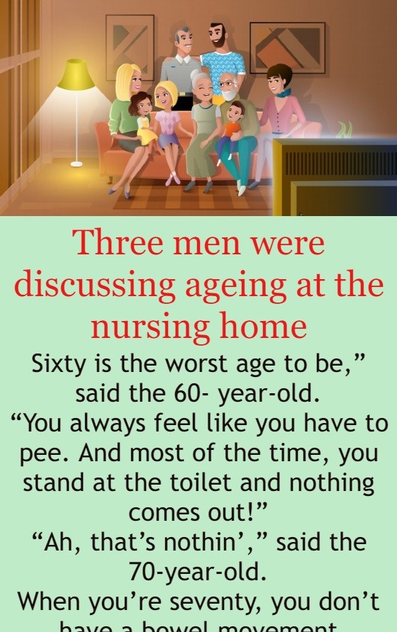 Three men were discussing ageing at the nursing home