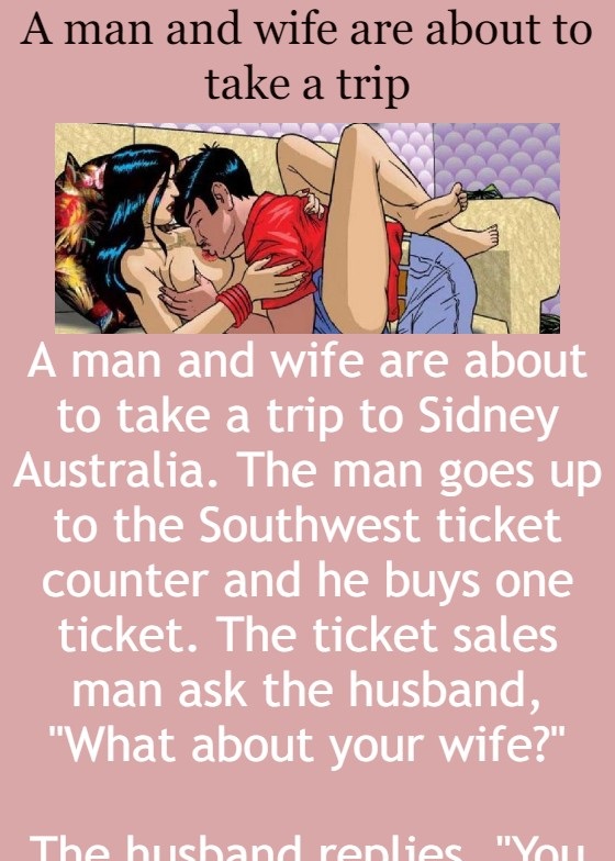 A man and wife are about to take a trip