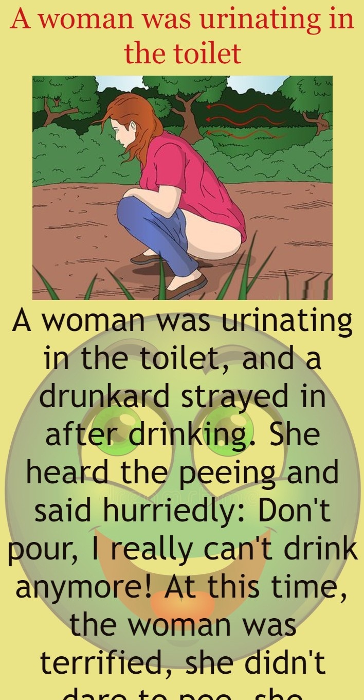 A woman was urinating in the toilet