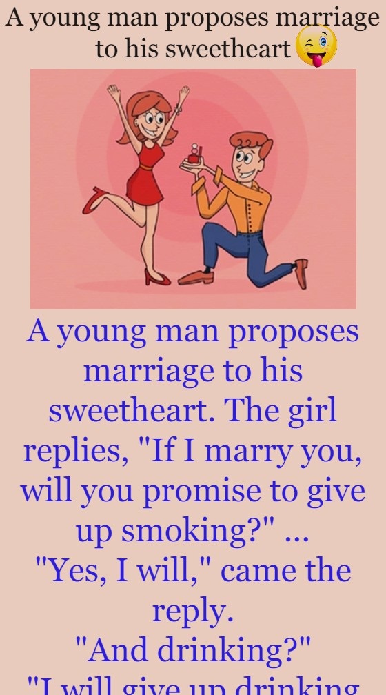 A young man proposes marriage to his sweetheart