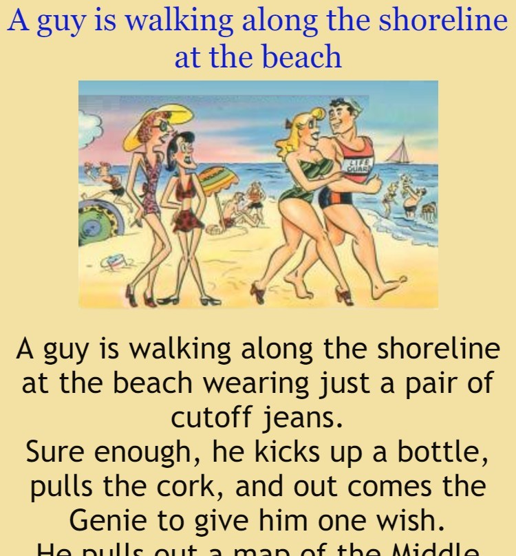 A guy is walking along the shoreline at the beach 