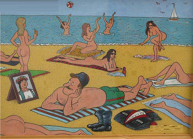 Mother and father-son to a nude beach