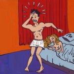  The first man goes into the bedroom