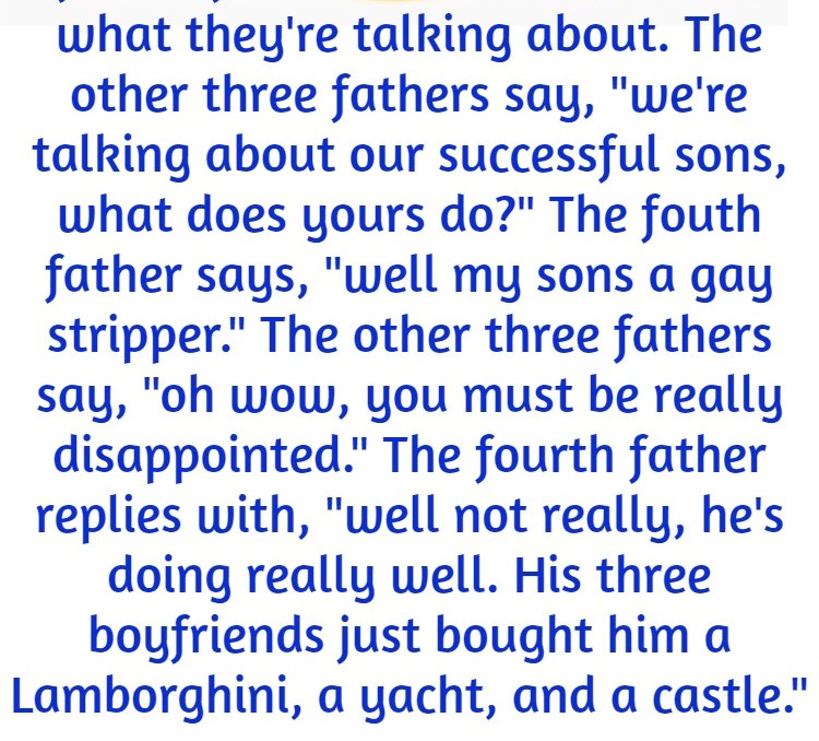 Three fathers are talking about their sons