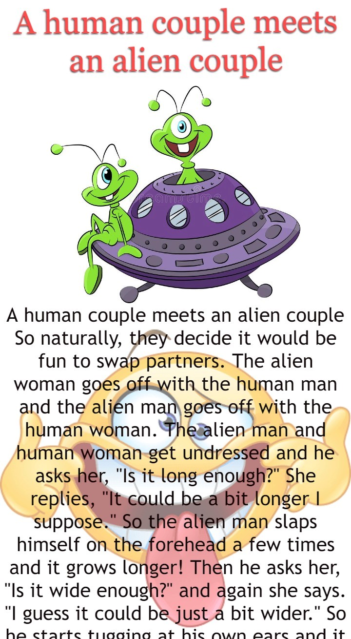 A human couple meets an alien couple