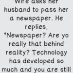 The wife asks her husband to pass her a newspaper