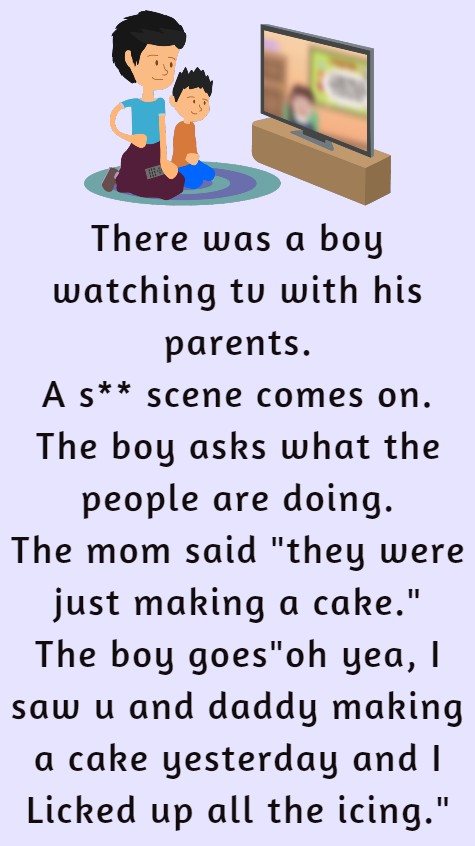 There was a boy watching tv with his parents