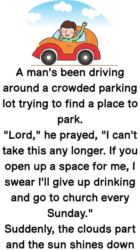 A man's been driving around a crowded parking