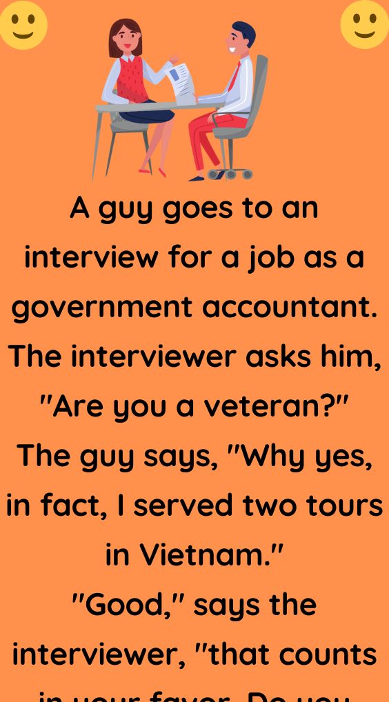 A guy goes to an interview for a job