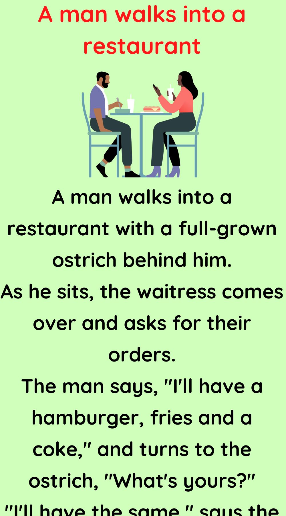 A man walks into a restaurant