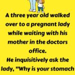 A three year old walked over to a pregnant