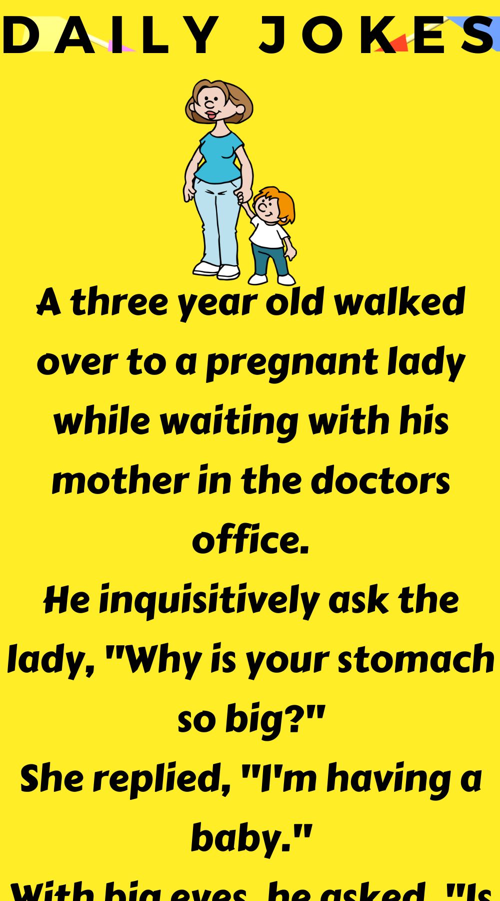 A three year old walked over to a pregnant