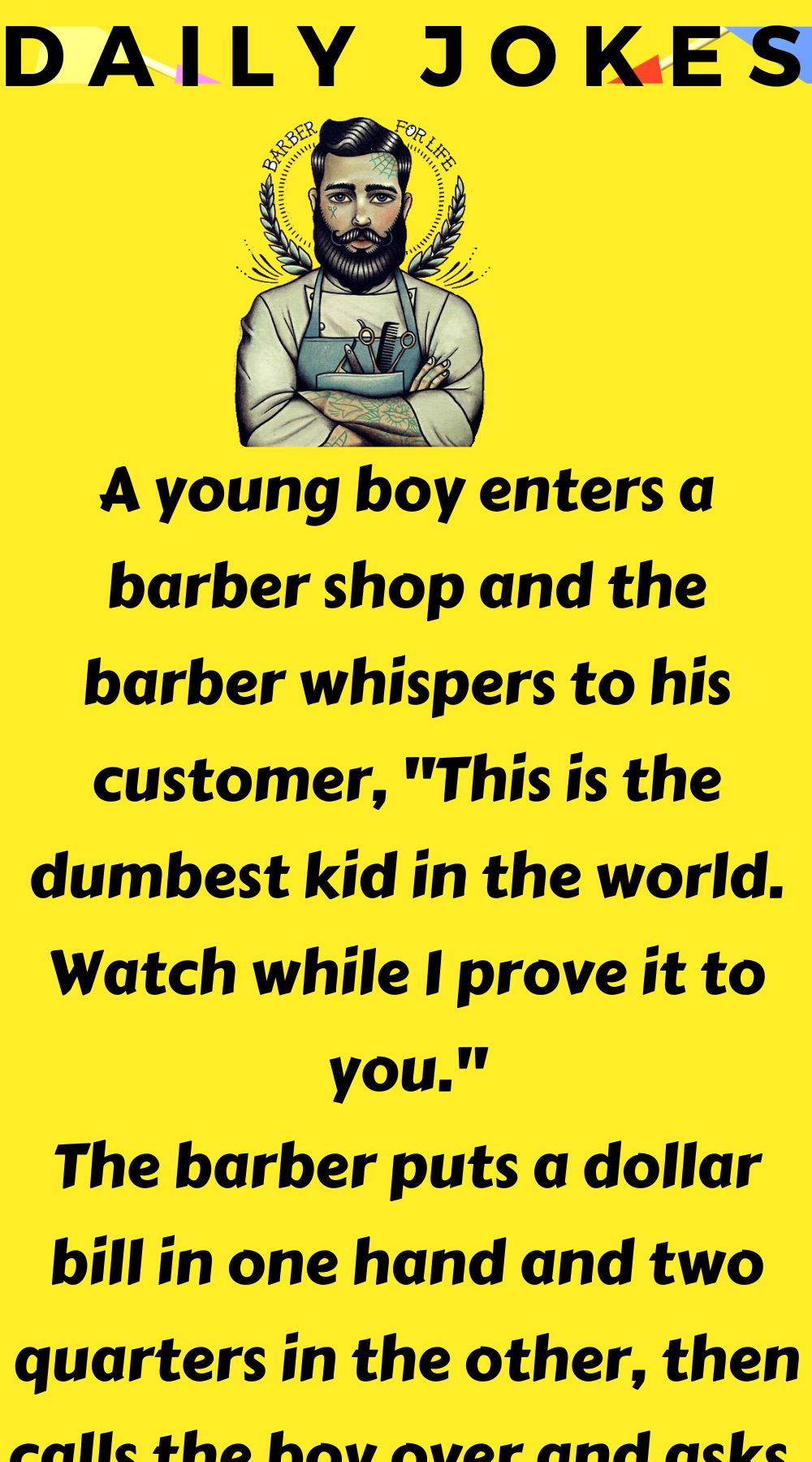 A young boy enters a barber shop