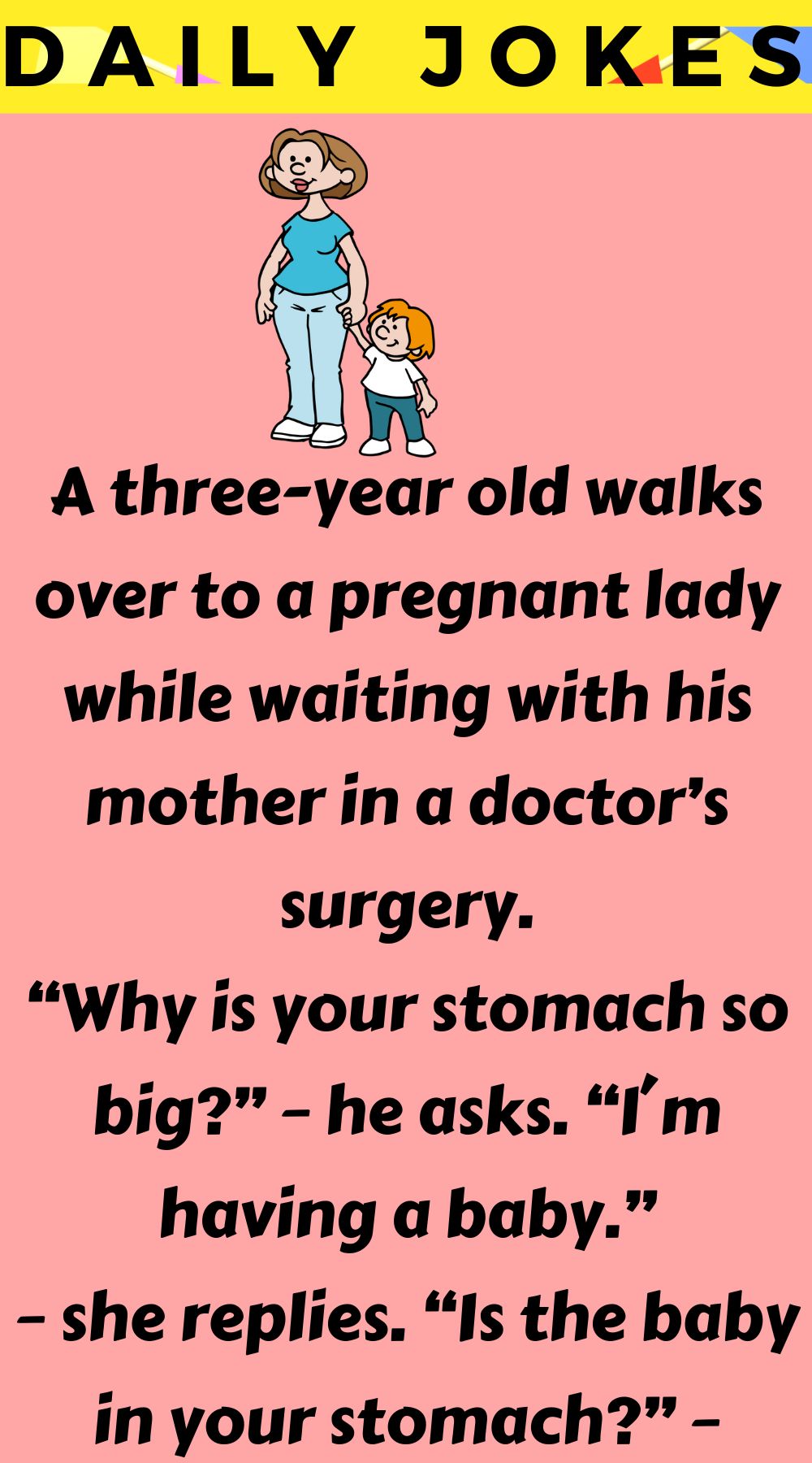 A three-year old walks over to a pregnant lady